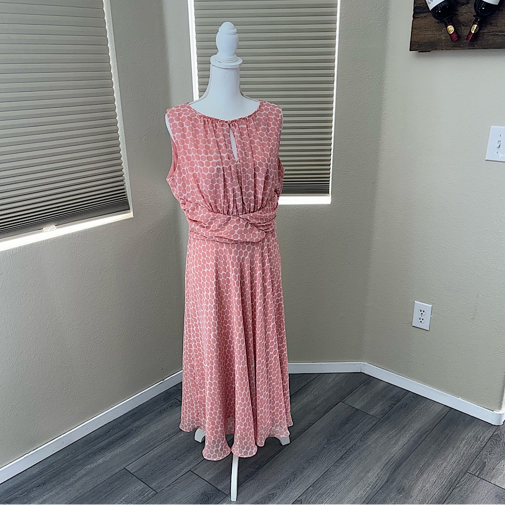 karin stevens Pink Polka Dot Sleeveless Midi Dress